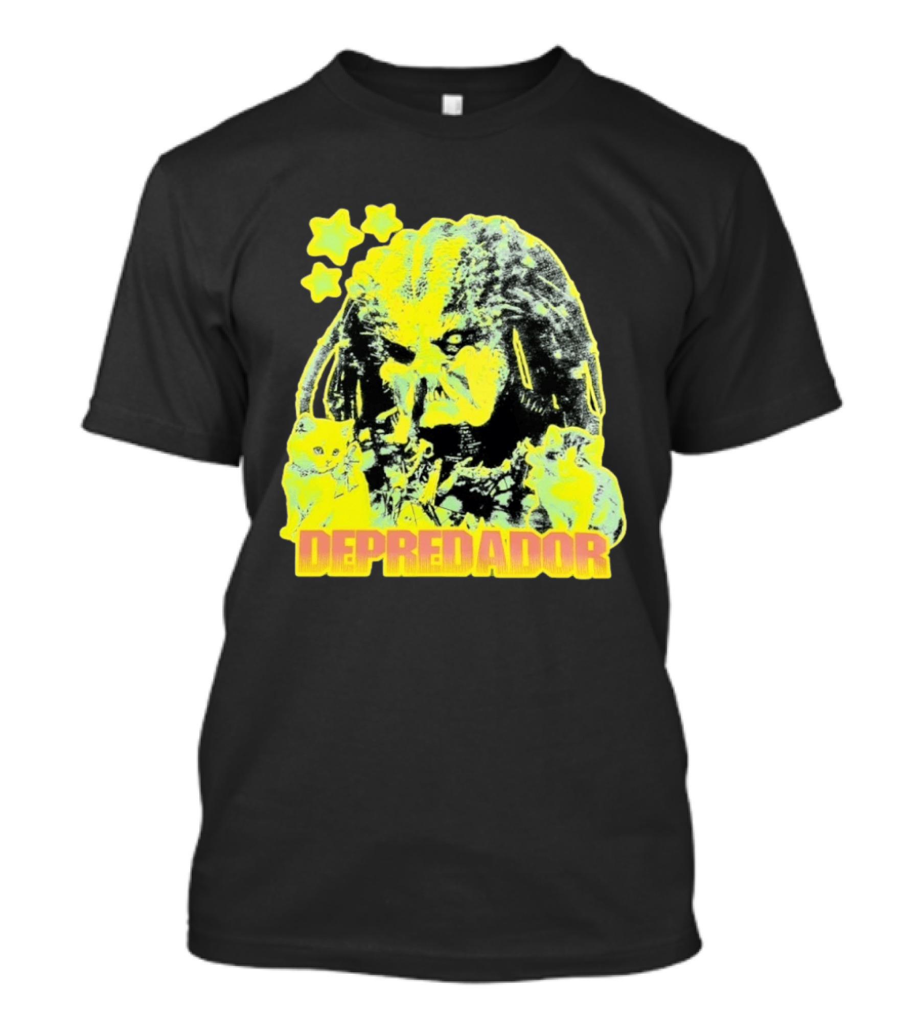 Depredador Predator Sci Fi With Kittens And Stars T-Shirt