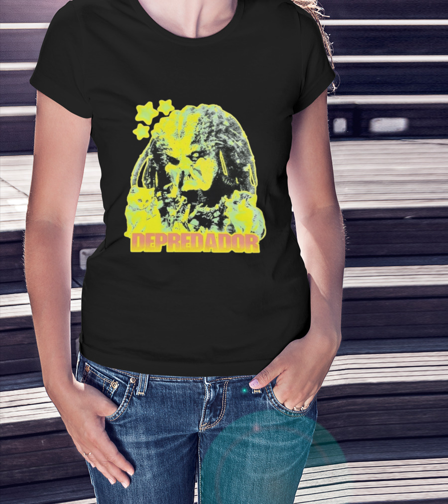 Depredador Predator Sci Fi With Kittens And Stars T-Shirt