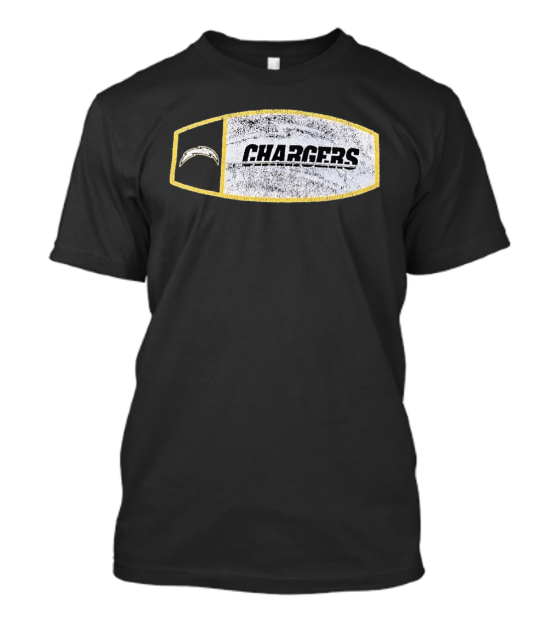 Los Angeles Chargers Distressed Look With Iconic Bolt Border T-Shirt