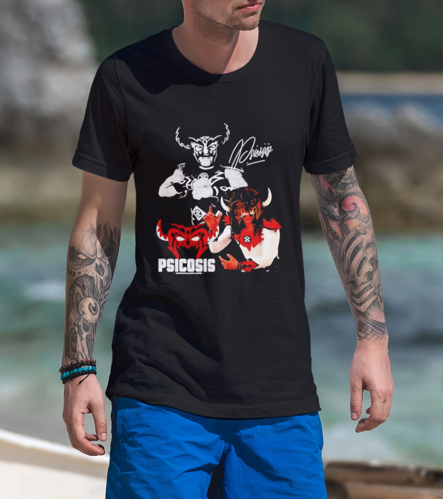 Psicosis Suprema Lucha Libre Wrestling Demon Mask Signature T-Shirt
