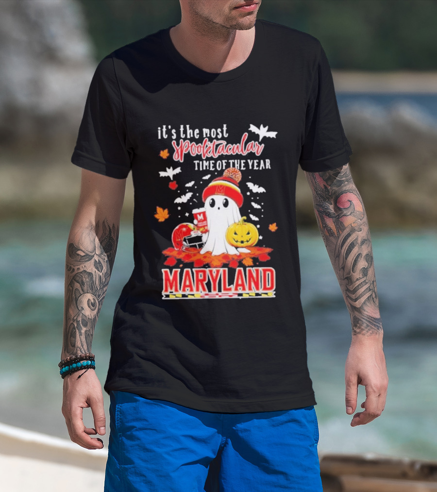 Maryland Terrapins Halloween 2026 Most Spooktacular Time Of The Year Ghost T-Shirt