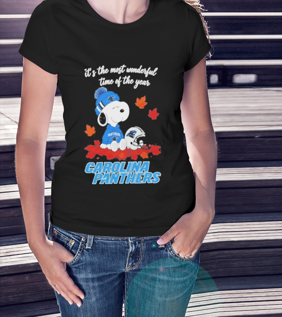 Carolina Panthers Snoopy Fall Halloween 2026 Most Wonderful Time Of The Year T-Shirt