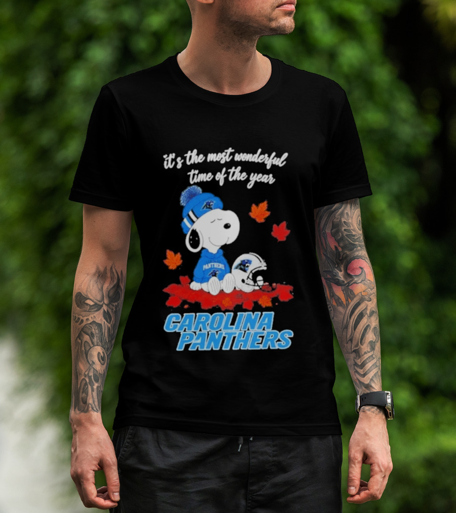Carolina Panthers Snoopy Fall Halloween 2026 Most Wonderful Time Of The Year T-Shirt