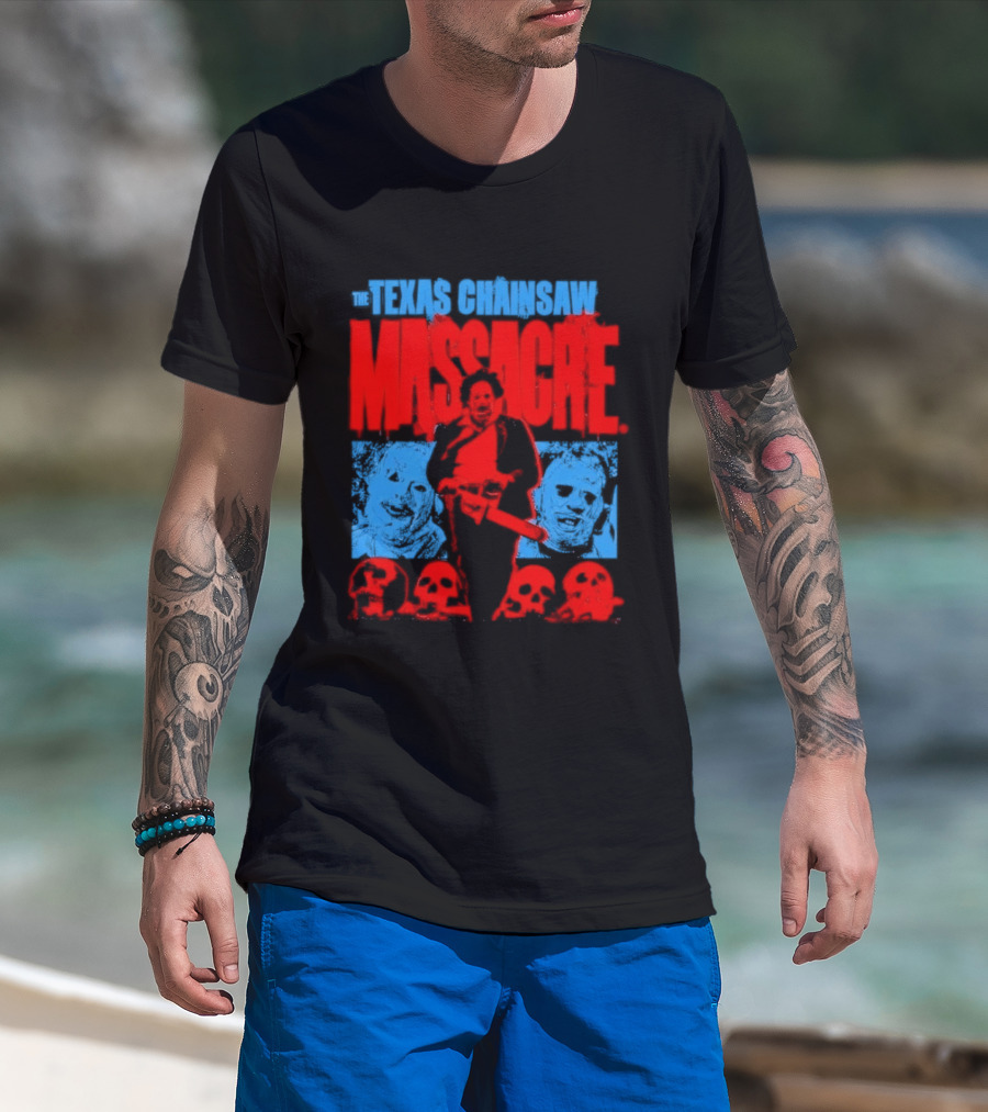 The Texas Chainsaw Massacre Leatherface Horror Movie Skulls Scene T-Shirt