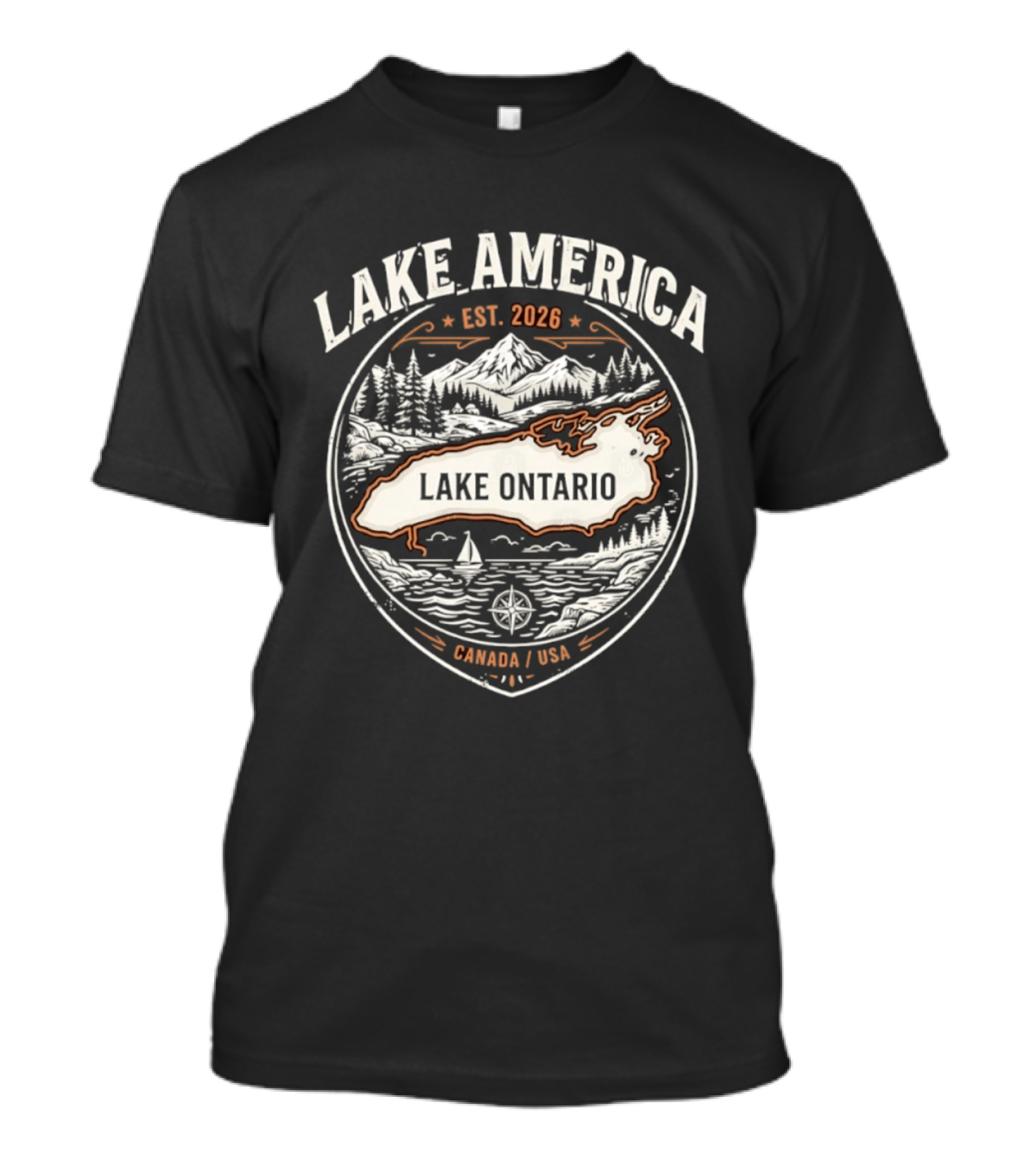 Lake America Est 2026 Lake Ontario Canada USA Scenic T-Shirt