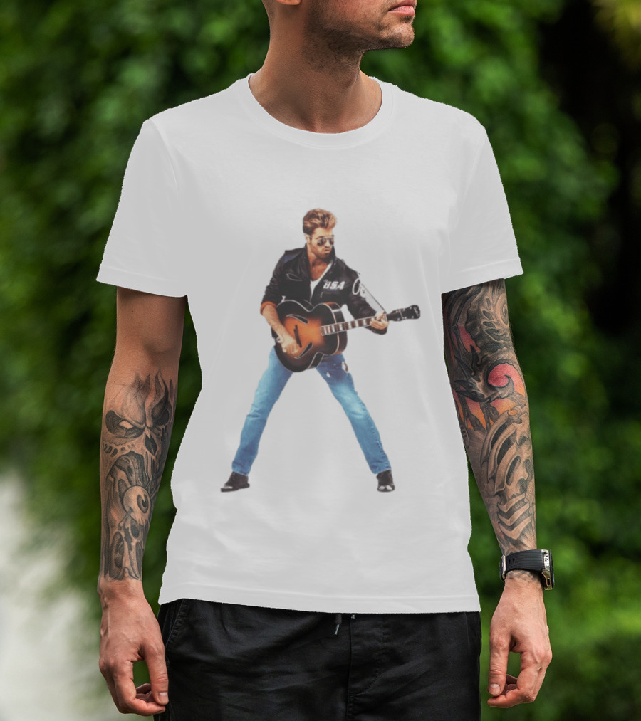 George Michael Faith Tour 1988 USA Guitar Jacket T-Shirt