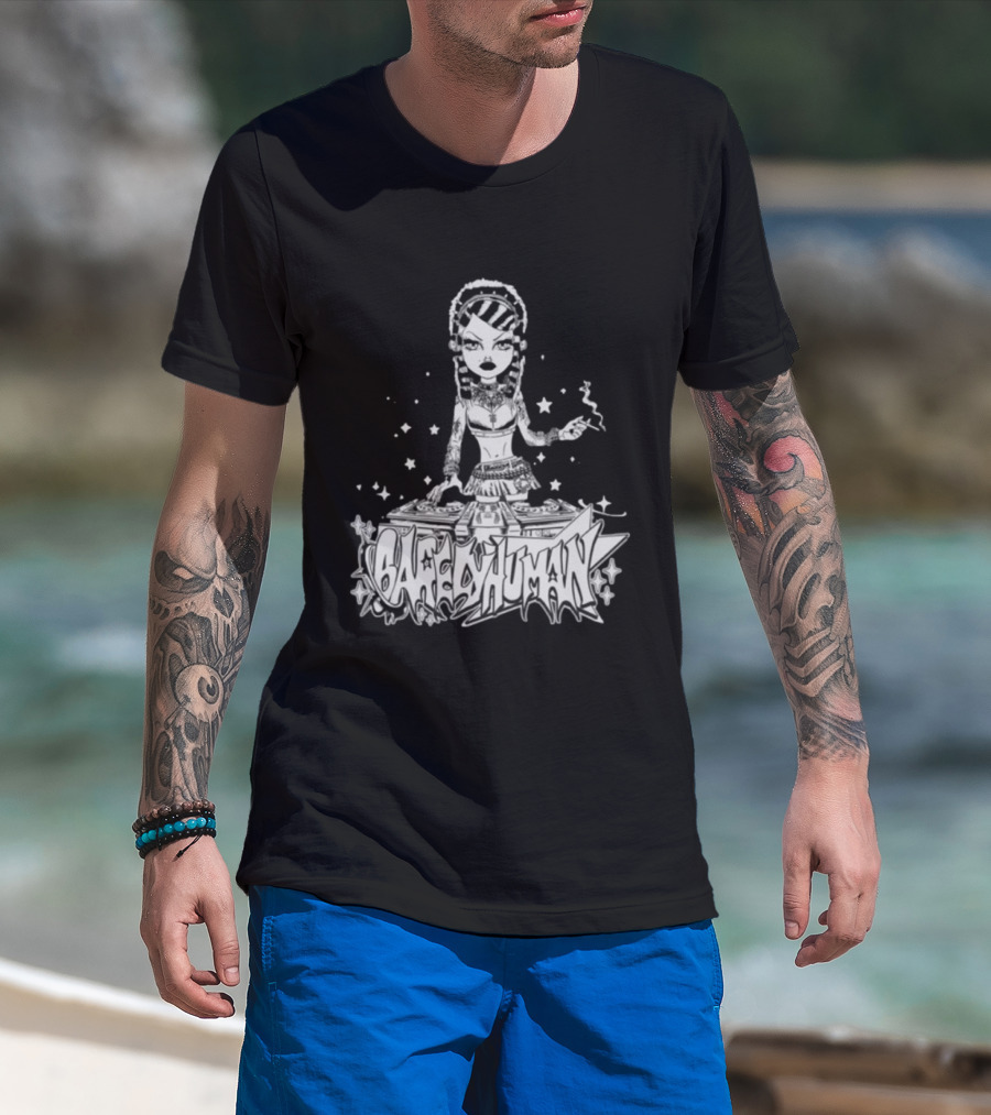 6Arelyhuman Digital Dancer Doll Tattoo Style DJ Aesthetic T-Shirt