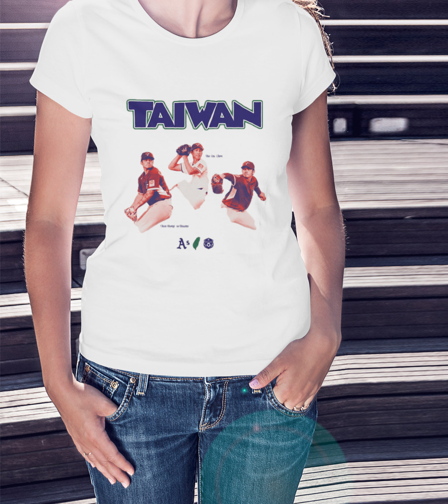 Taiwan Baseball Players Heritage With Taiwan Athletics And Baseball Federation Logos T-Shirt