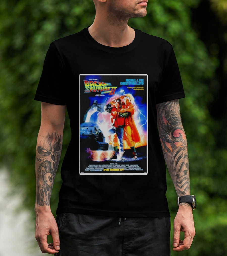 Back To The Future Part II Movie Michael J Fox Christopher Lloyd DeLorean Time Machine November 22 Spielberg T-Shirt