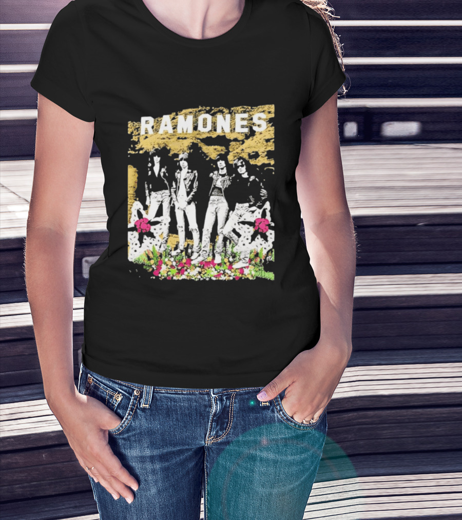 Ramones Floral Punk Rock Music Band T-Shirt