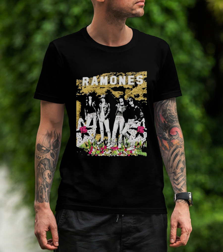 Ramones Floral Punk Rock Music Band T-Shirt