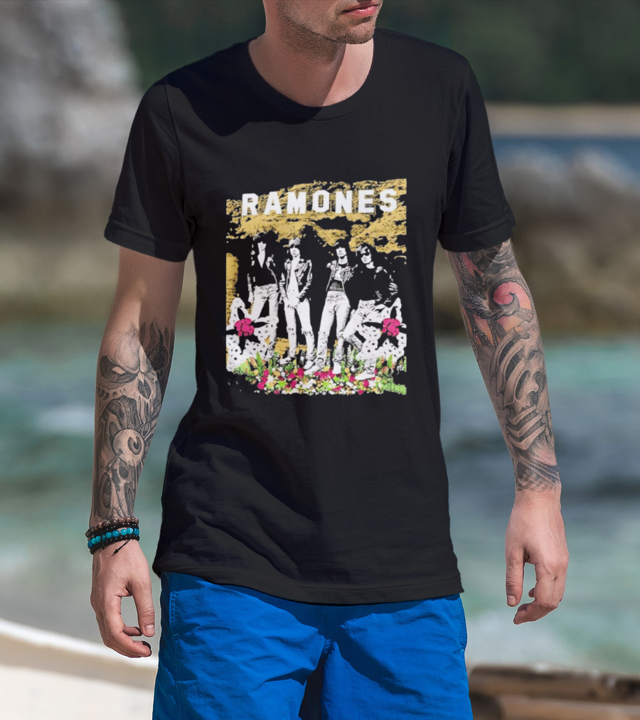 Ramones Floral Punk Rock Music Band T-Shirt
