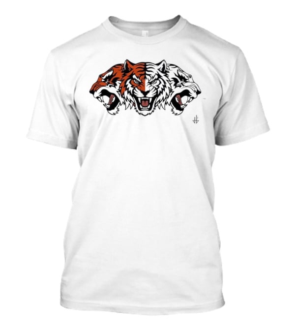 Three Headed Tiger Big Cat Fierce Roaring Trio T-Shirt