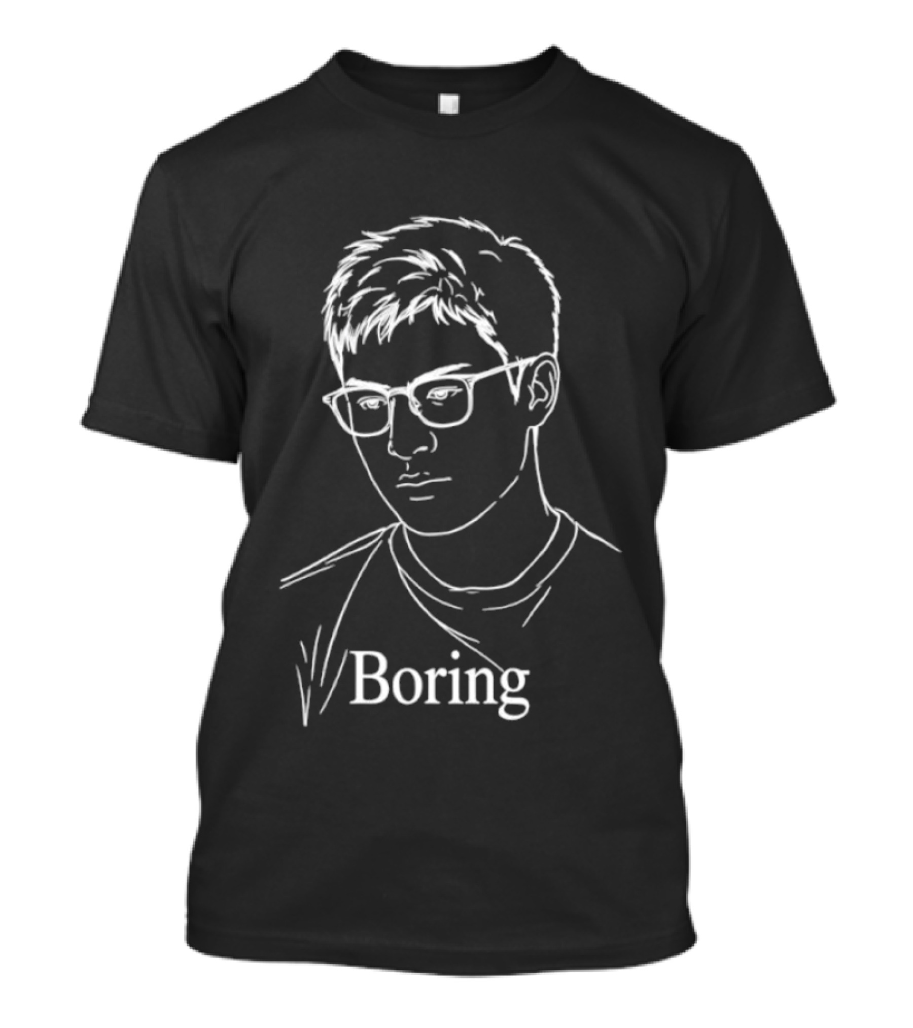 Boring Minimalist Line Art Portrait With Glasses T-Shirt
