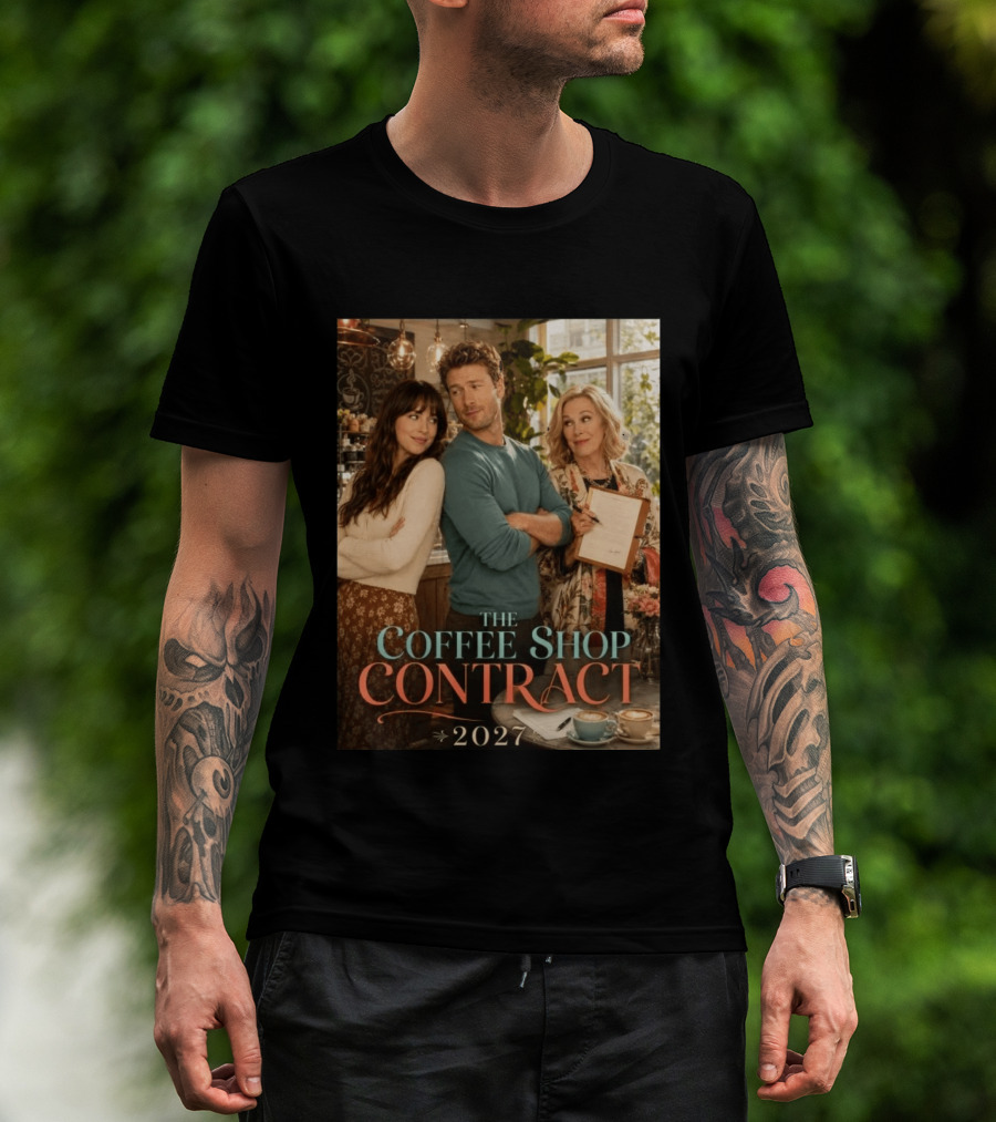 The Coffee Shop Contract 2027 Cozy Romantic Comedy Scene T-Shirt