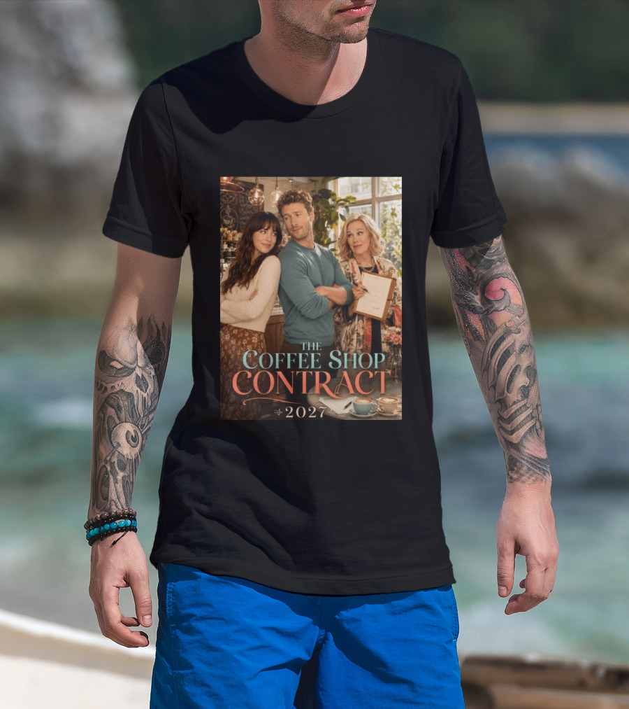 The Coffee Shop Contract 2027 Cozy Romantic Comedy Scene T-Shirt