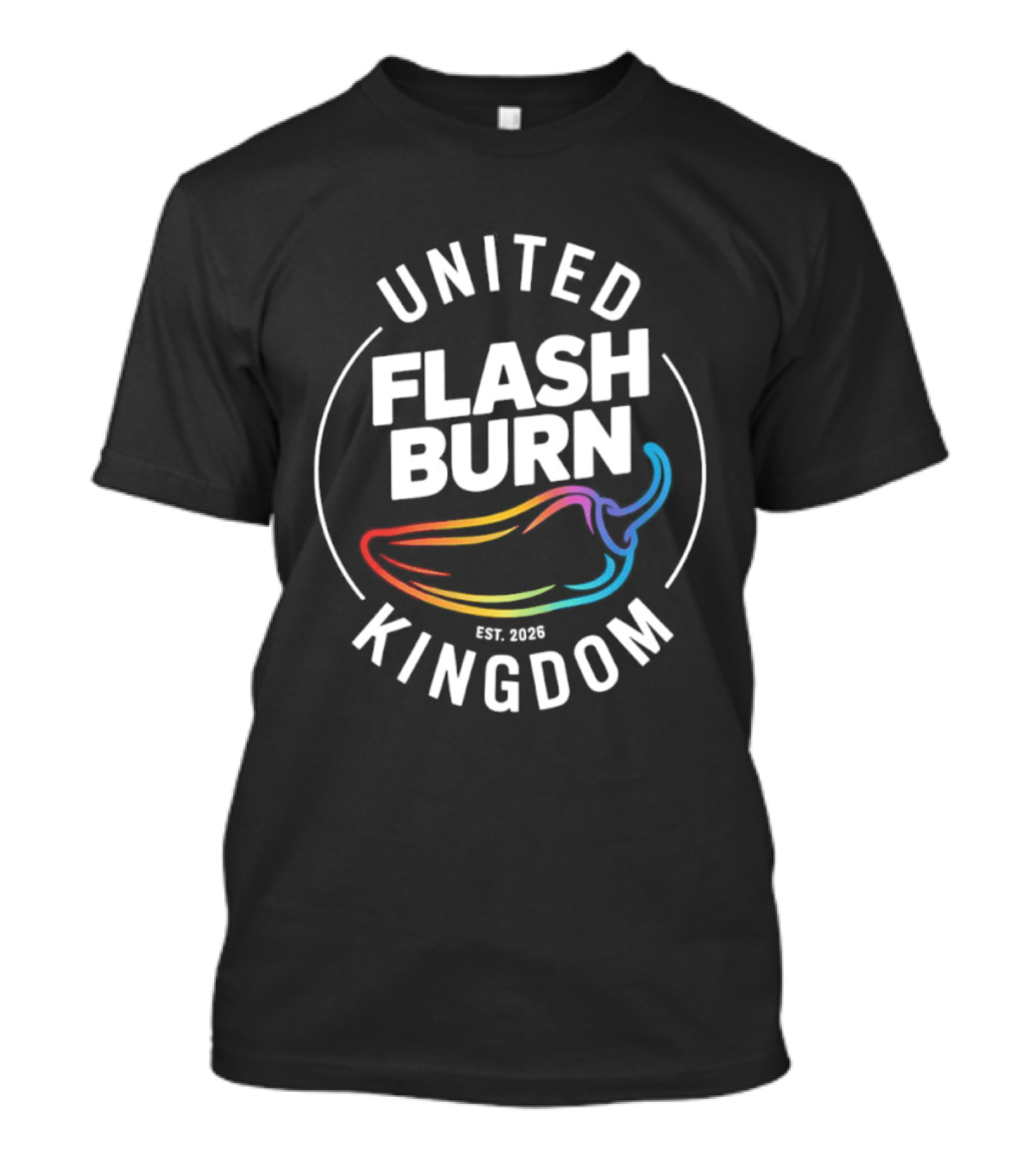 United Flash Burn Kingdom Est 2026 Spicy Pepper Color Burst T-Shirt