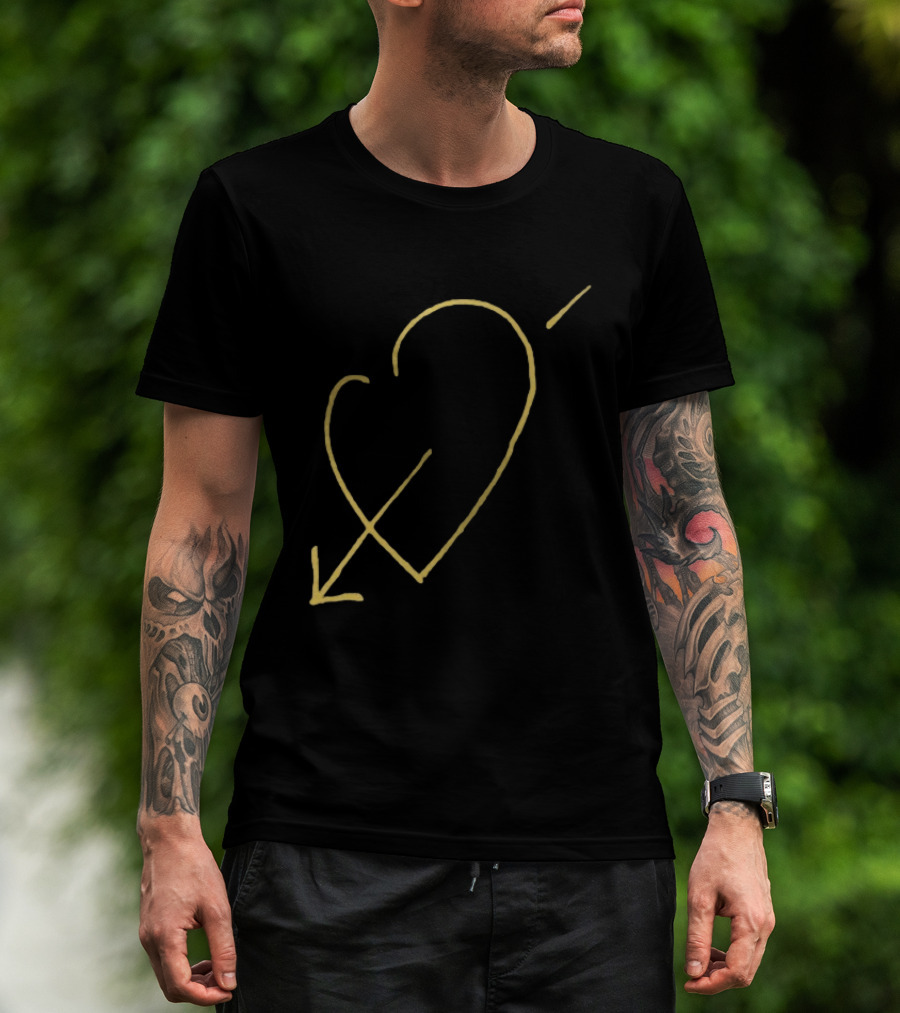 George Michael Store Faith Tour Heart Black Gold Arrow T-Shirt