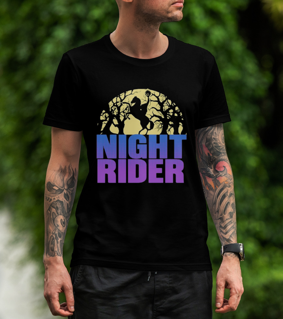 Night Rider Headless Horseman Halloween Moon T-Shirt
