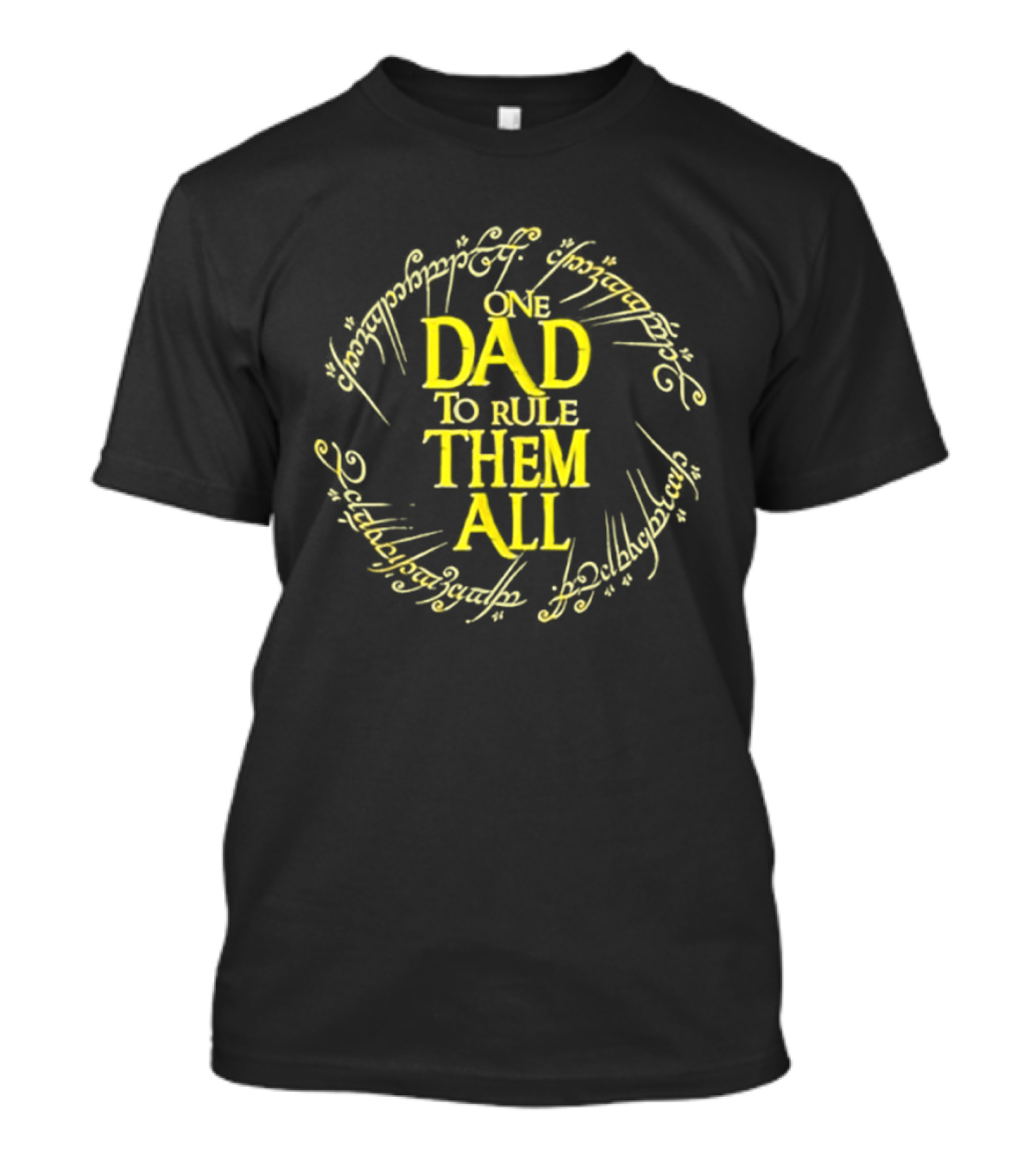 One Dad To Rule Them All Lord Of The Rings Inspired Text With Elvish Script T-Shirt