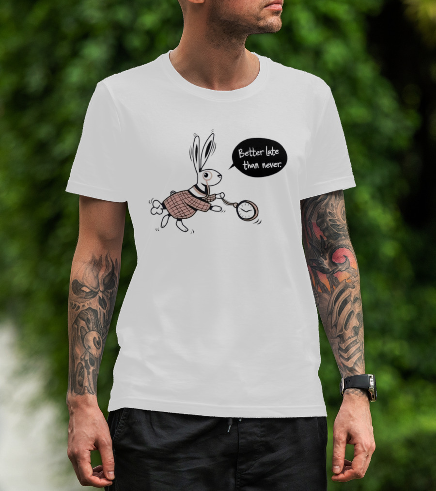 Better Late Than Never Rabbit Pocket T-Shirt