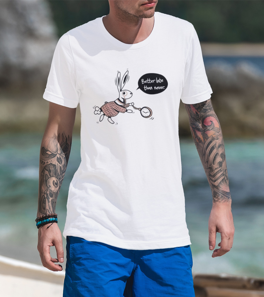 Better Late Than Never Rabbit Pocket T-Shirt