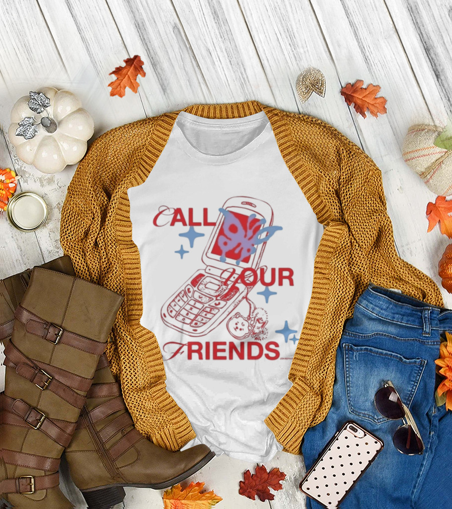 Call Your Friends Butterfly Flip Phone Stars T-Shirt