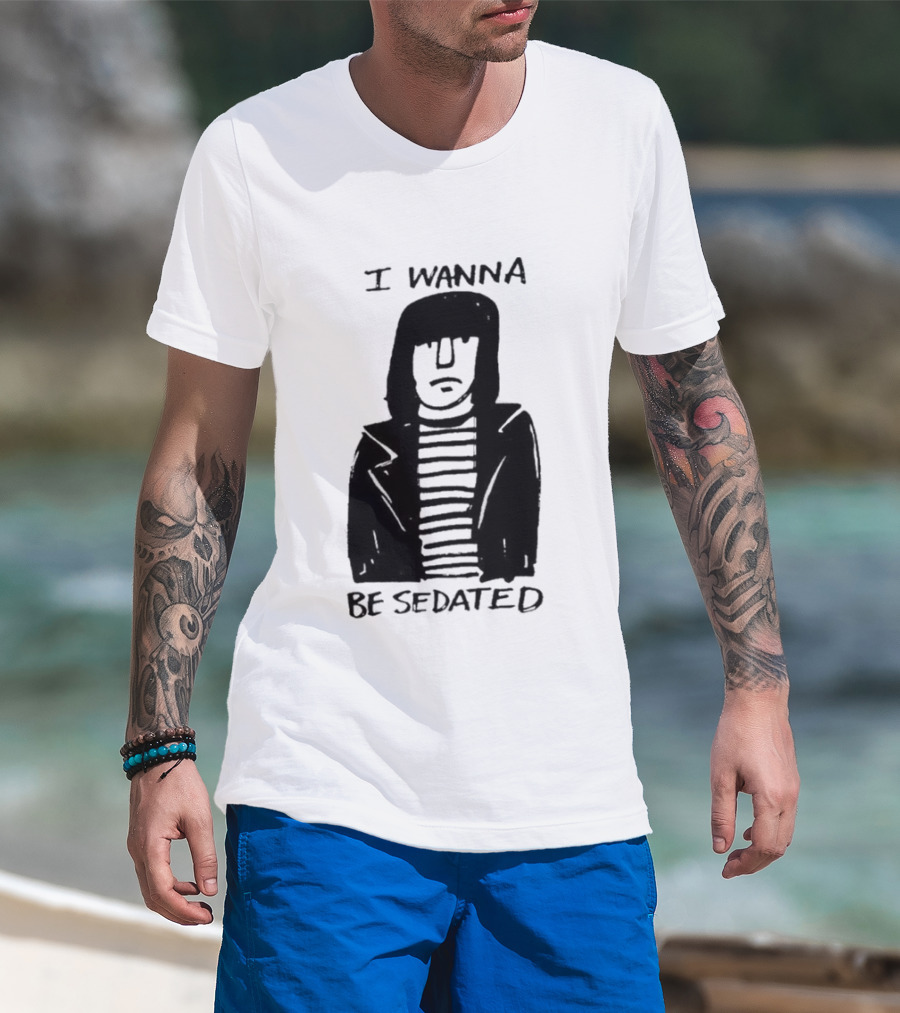 I Wanna Be Sedated Striped Jacket Character Sketch T-Shirt