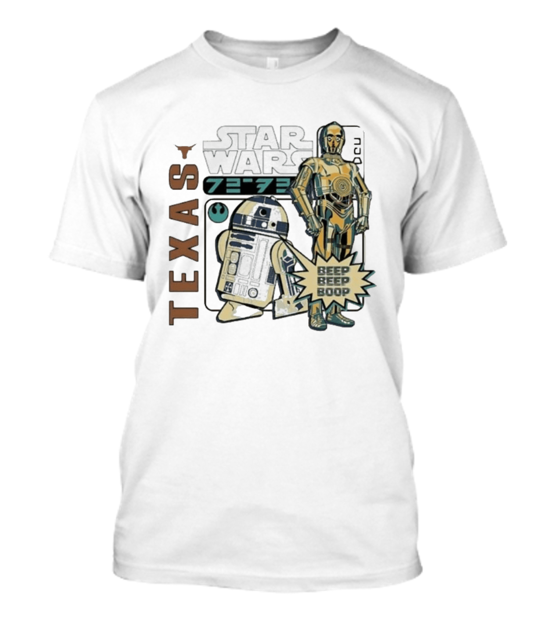 Texas Longhorns Star Wars C3PO R2D2 Beep Beep Boop T-Shirt