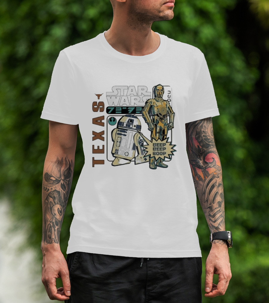 Texas Longhorns Star Wars C3PO R2D2 Beep Beep Boop T-Shirt