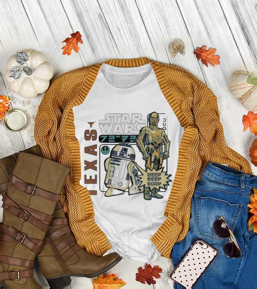 Texas Longhorns Star Wars C3PO R2D2 Beep Beep Boop T-Shirt
