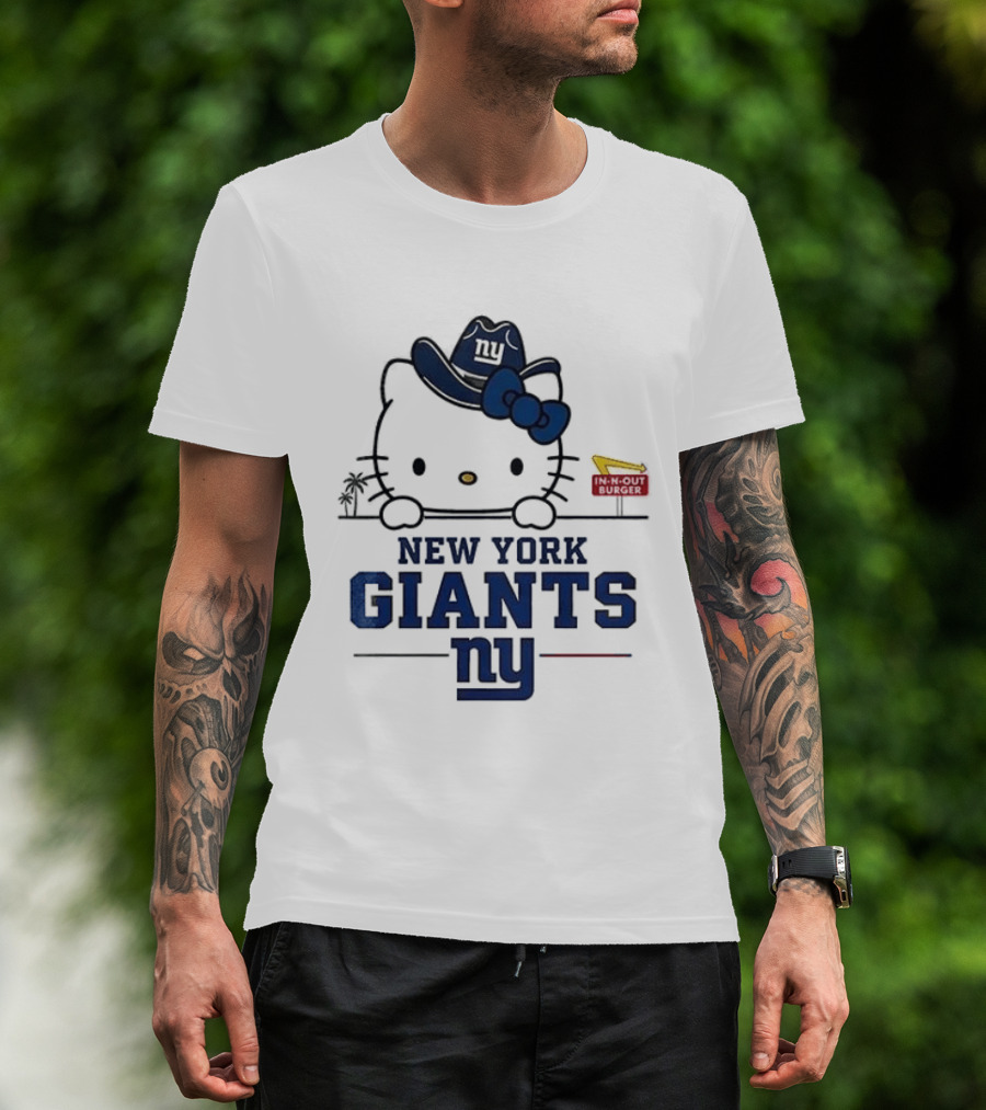 New York Giants Hello Kitty In N Out Burger Collaboration T-Shirt