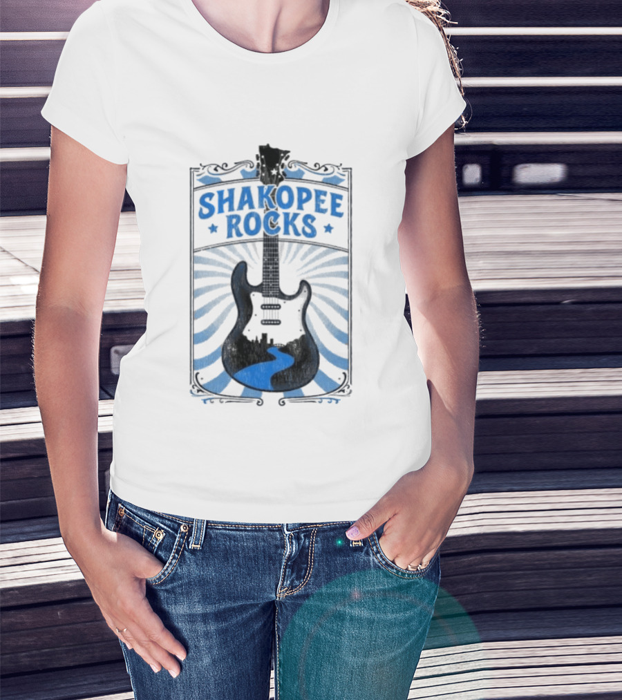 Shakopee Rocks Guitar Minnesota Rock And Roll Stripes T-Shirt