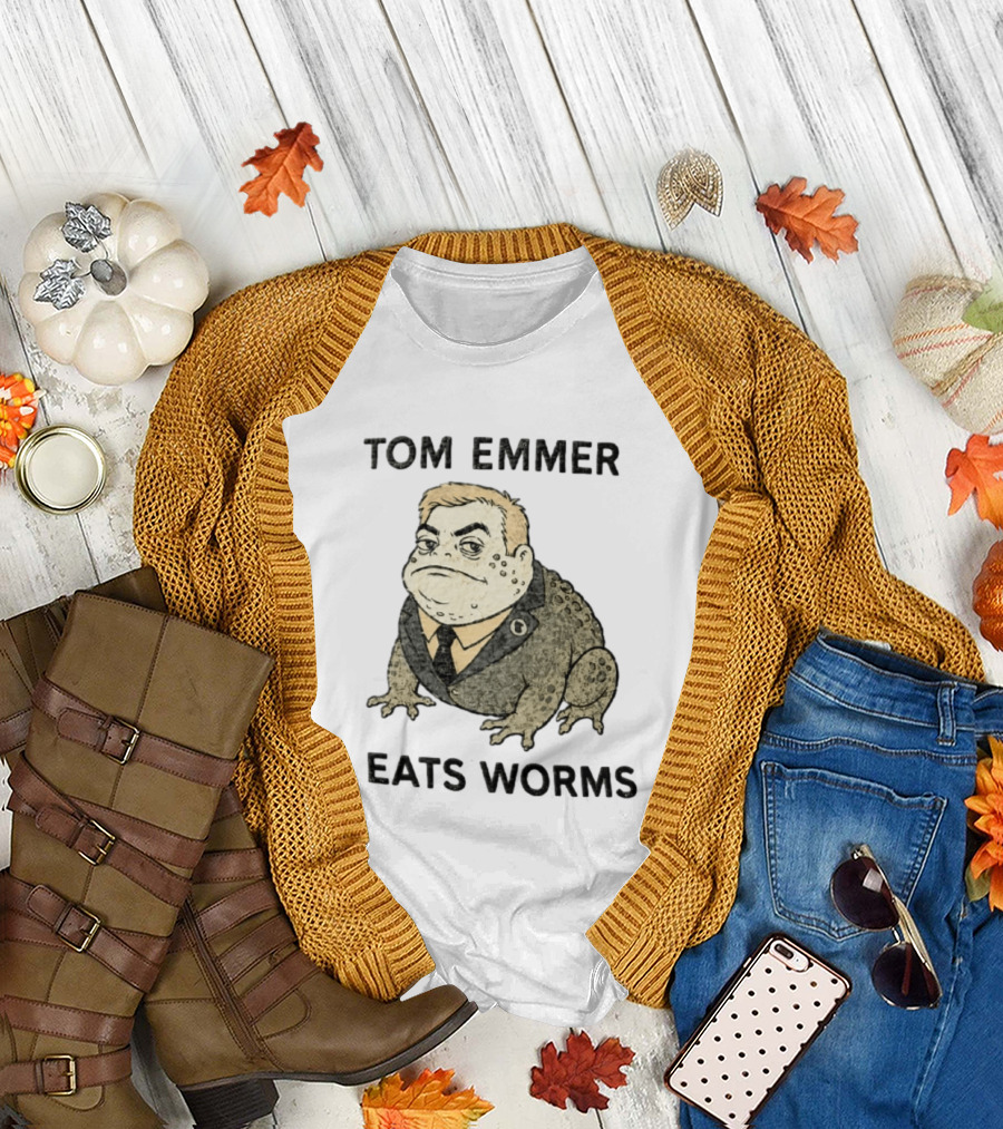 Tom Emmer Eats Worms Cartoon Toad Wearing Suit Tie T-Shirt