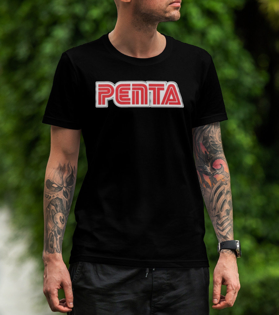 Penta Brand Retro 70s Style Bold Red Lettering T-Shirt