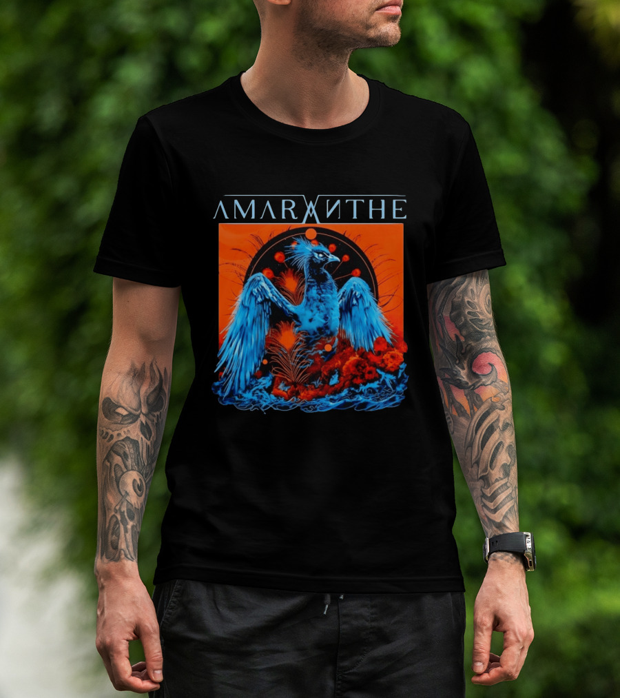 Amaranthe Phoenix Bird Metal Band Blue And Orange T-Shirt