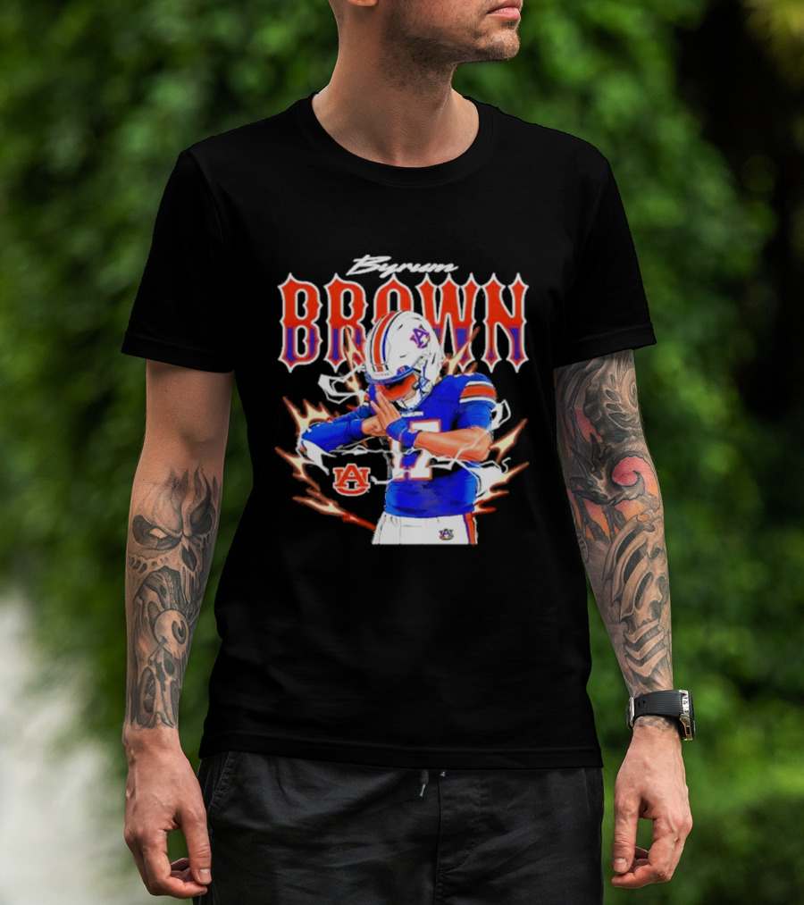 Auburn Tigers Byrum Brown Football Player Comic T-Shirt