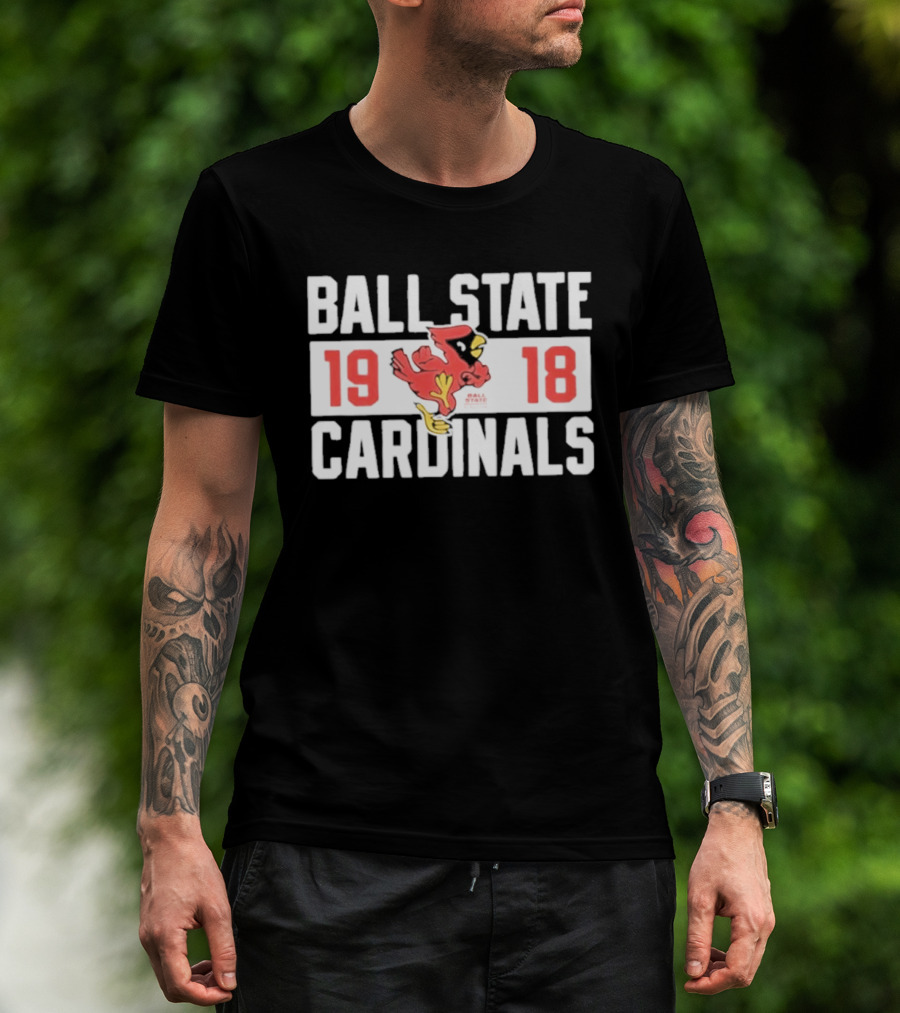 Ball State Cardinals 1918 Vintage Logo Red Cardinal Football Team T-Shirt
