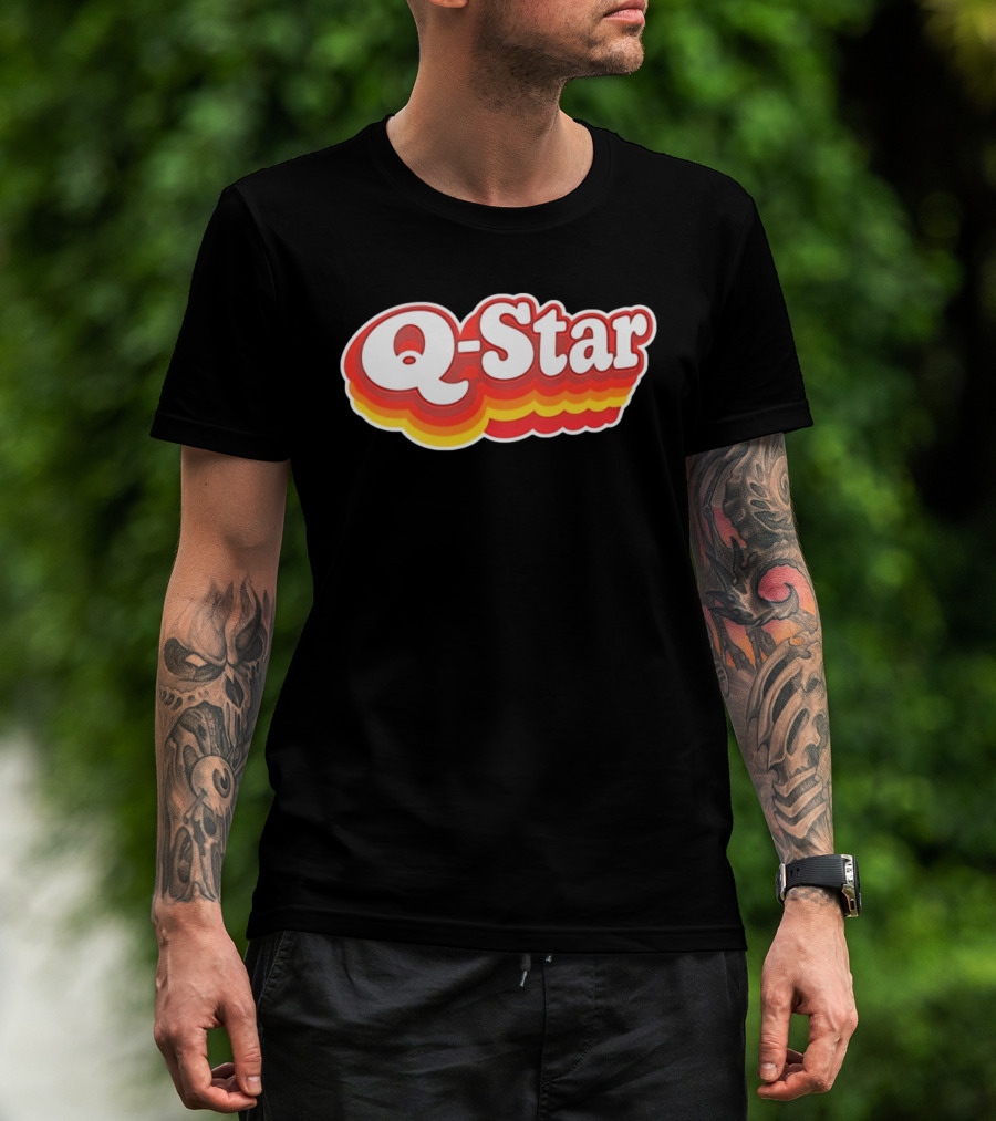 Q Star Vintage Retro Bold Font T-Shirt