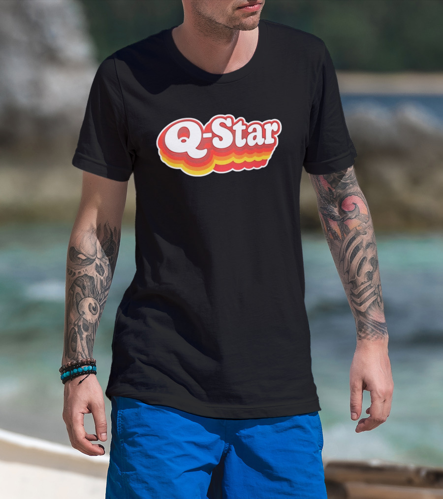 Q Star Vintage Retro Bold Font T-Shirt