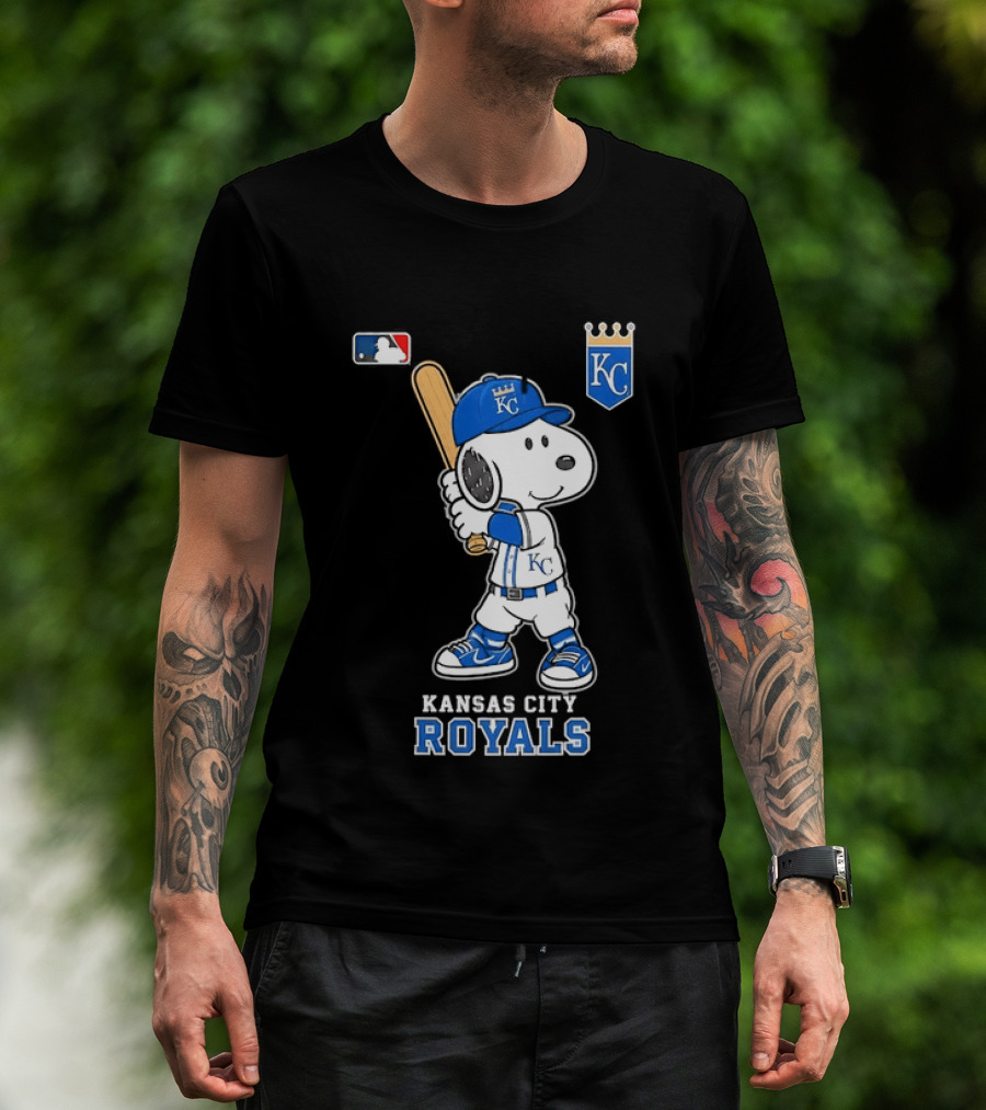 Snoopy Wearing Kansas City Royals Baseball Jersey Player MLB T-Shirt