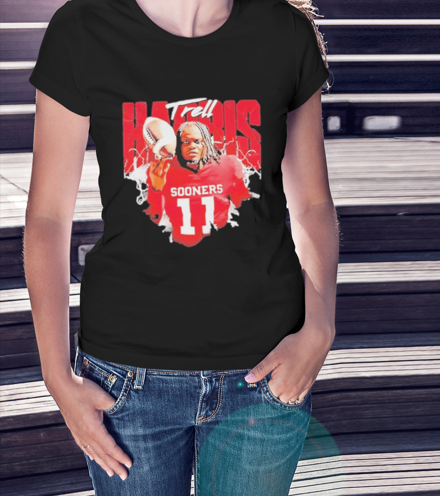 Trell Harris Oklahoma Sooners NCAA Football Player 11 Lightning T-Shirt