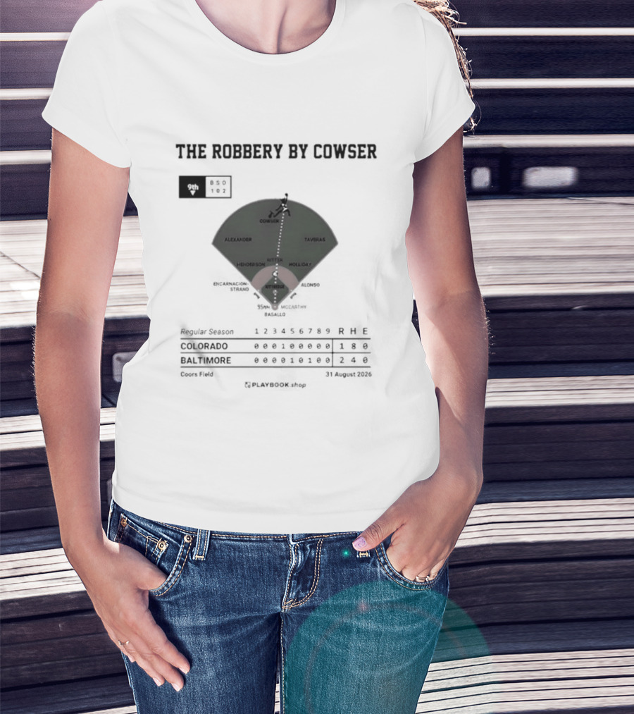 Colton Cowser The Robbery By Cowser Baltimore Baseball Stadium Layout T-Shirt