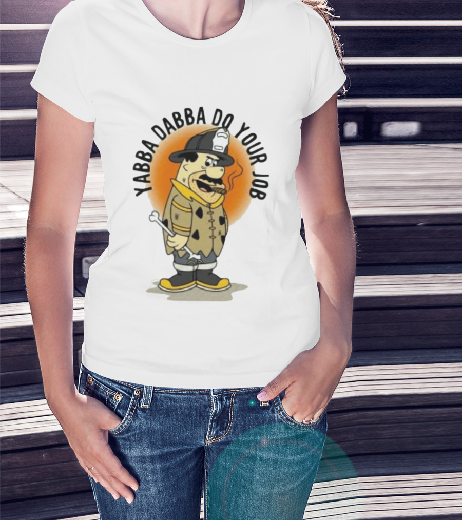 Flintstones Firefighter Yabba Dabba Do Your Job Smoking Cartoon T-Shirt