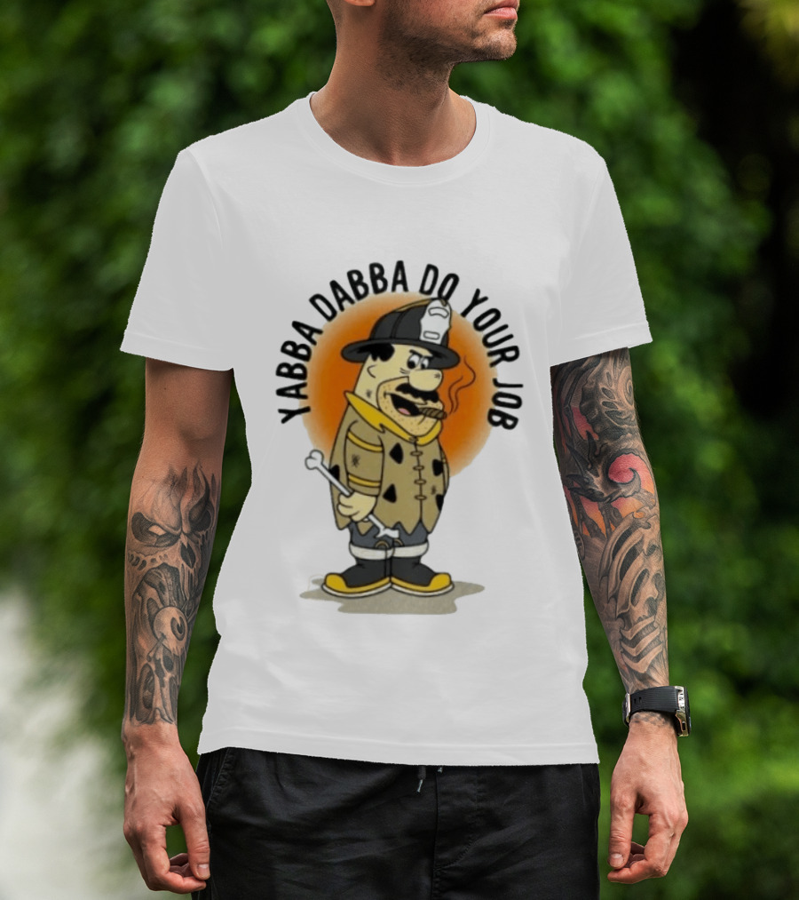 Flintstones Firefighter Yabba Dabba Do Your Job Smoking Cartoon T-Shirt