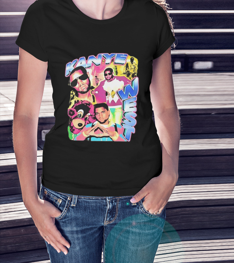 Kanye West Vintage Yeezy Bear Collage Hip Hop Rap Legend T-Shirt