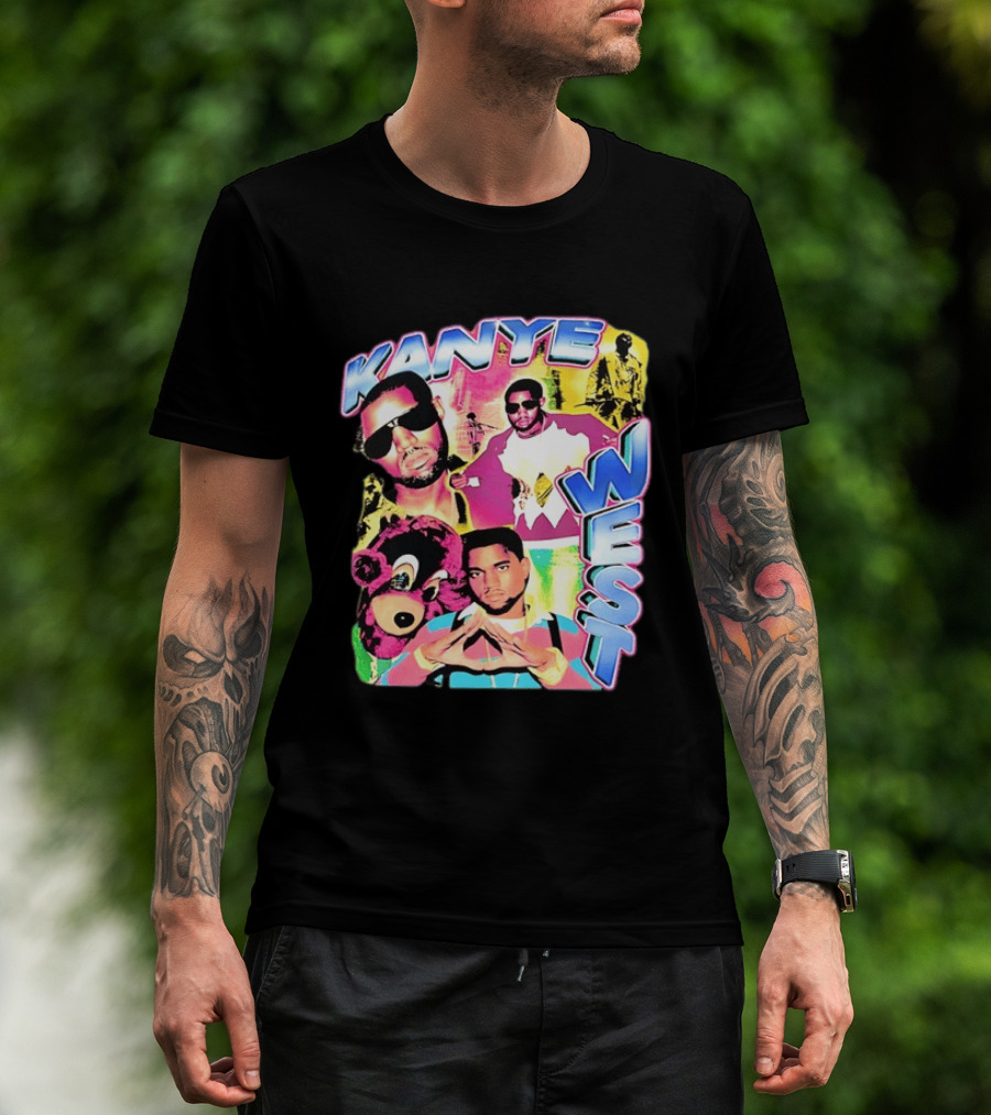Kanye West Vintage Yeezy Bear Collage Hip Hop Rap Legend T-Shirt