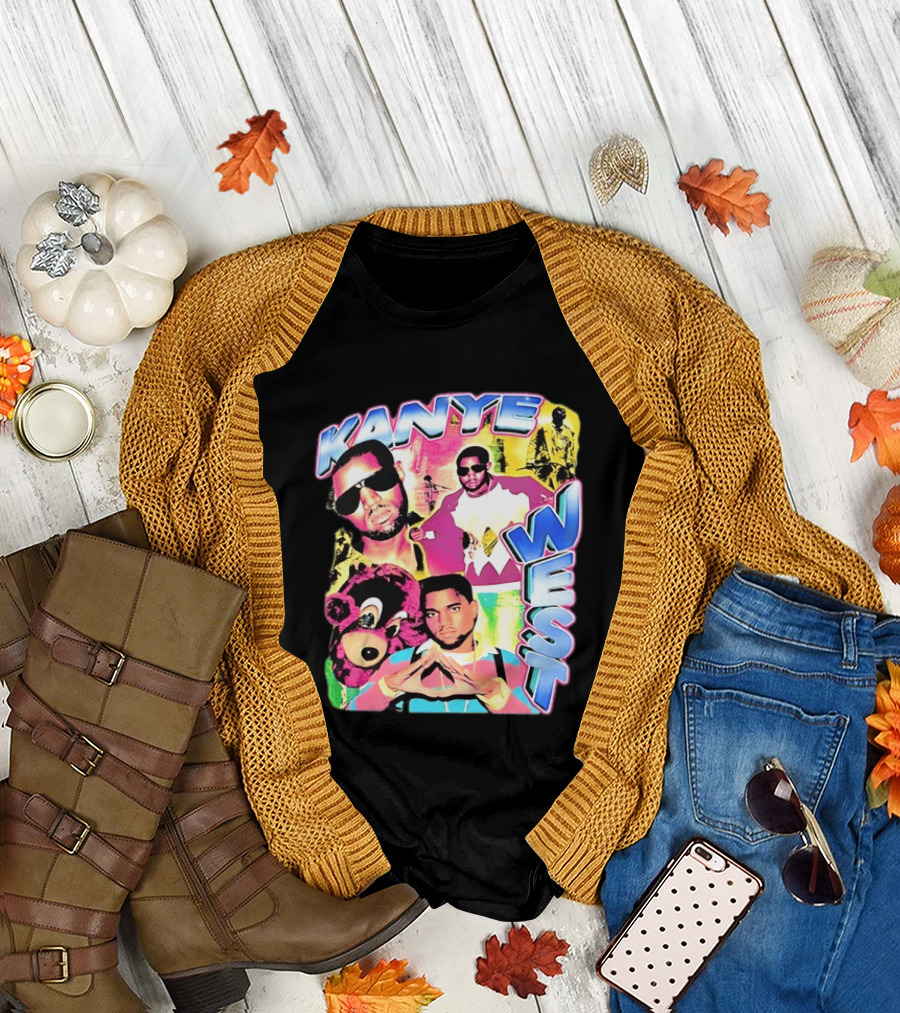 Kanye West Vintage Yeezy Bear Collage Hip Hop Rap Legend T-Shirt