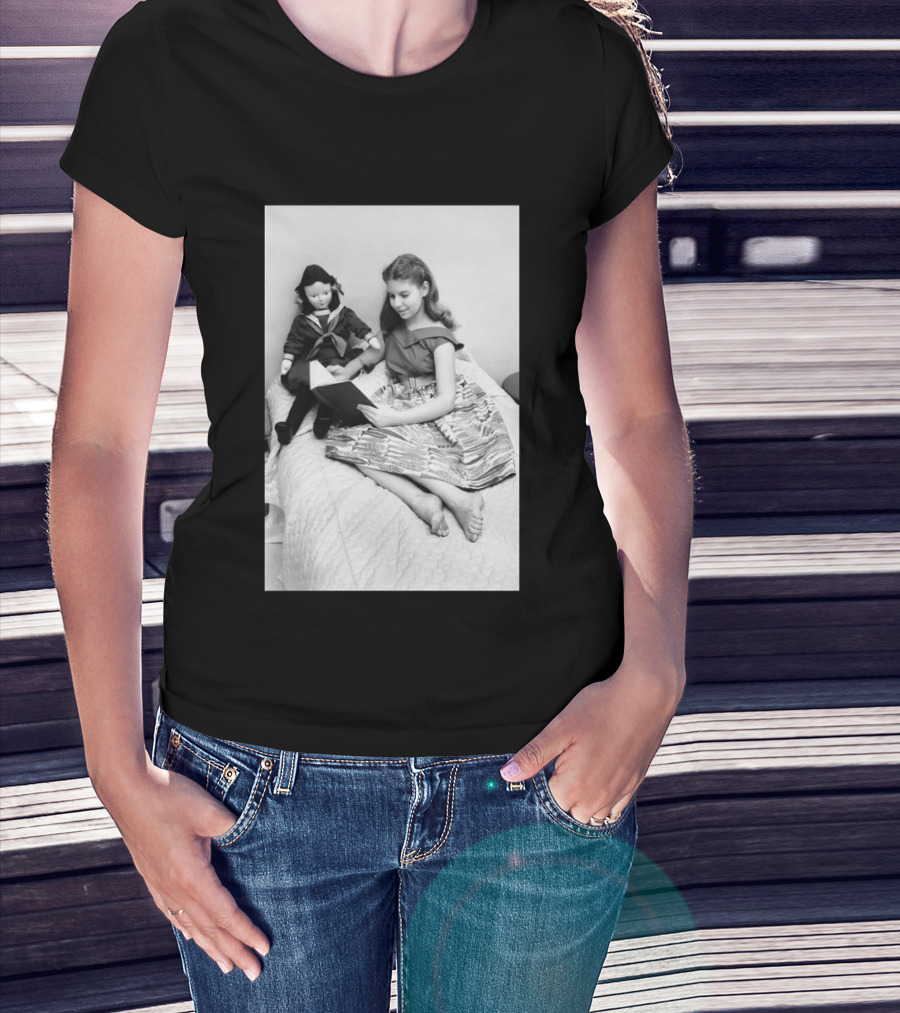 Robin Morgan Young Girl Reading With Doll Vintage Photograph T-Shirt