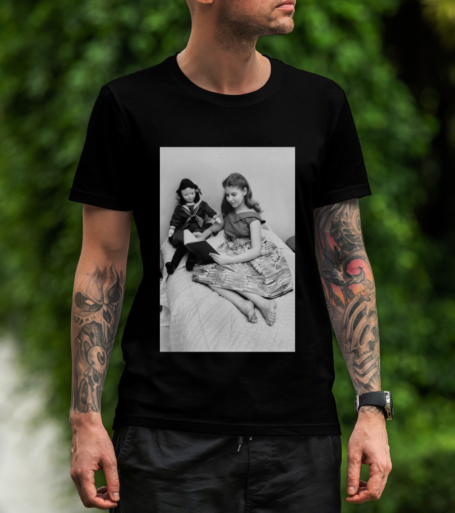 Robin Morgan Young Girl Reading With Doll Vintage Photograph T-Shirt
